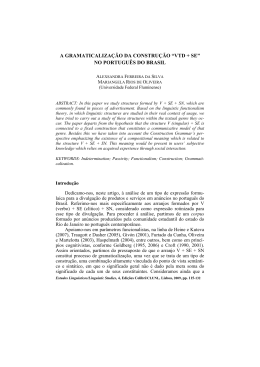 A GRAMATICALIZA&Ccedil;&Atilde;O DA CONSTRU&Ccedil;&Atilde;O &ldquo;VTD + SE&rdquo; NO