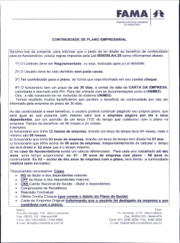 Informativo sobre Continuidade