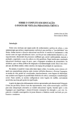 Sobre o conflito em educa&ccedil;&atilde;o : o ponto de vista da pedagogia cr&iacute;tica