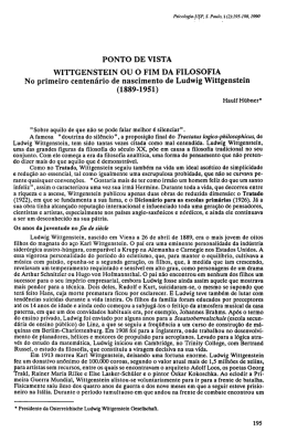 PONTO DE VISTA WITTGENSTEIN OU O FIM DA FILOSOFIA