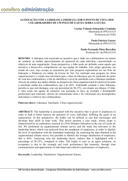 satisfa&ccedil;&atilde;o com a lideran&ccedil;a imediata sob o ponto de vista