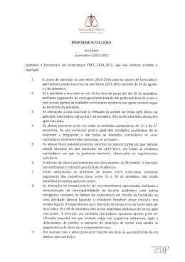 Inscri&ccedil;&otilde;es Licenciatura 2015/2016