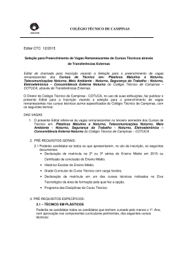 Edital de Transfer&ecirc;ncias Externas para 2016 - Cotuca