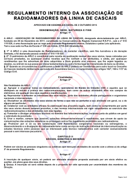 REGULAMENTO INTERNO DA ASSOCIAÇÃO DE