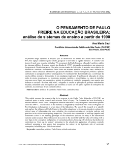 O PENSAMENTO DE PAULO FREIRE NA EDUCAÇÃO BRASILEIRA