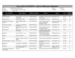 Ano Letivo 2015/2016 - Lista de Manuais Adotados