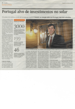 Portugal alvo de investimentos no solar