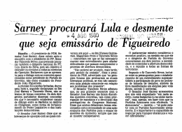 Sarney procurará Lula e desmente que seja emissário de Figueiredo