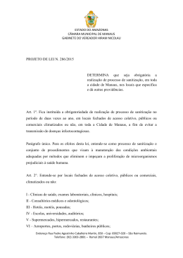 PROJETO DE LEI N. 286/2015 DETERMINA que seja obrigat&oacute;ria a