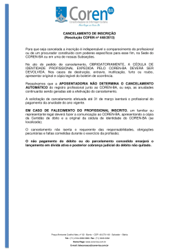 CANCELAMENTO DE INSCRIÇÃO (Resolução COFEN nº 448/2013