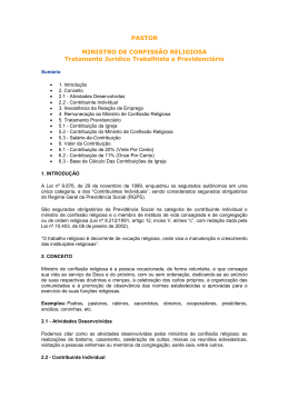 PASTOR tratamento jurídico trabalhista e previdenciário