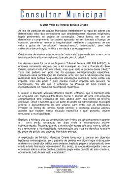 A Mais Valia ou Parcela do Solo Criado As leis de posturas de