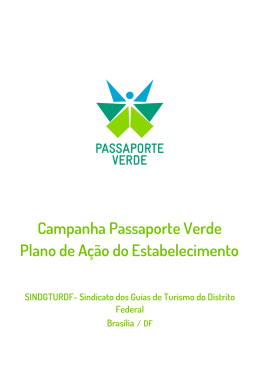 Campanha Passaporte Verde Plano de Ação do Estabelecimento