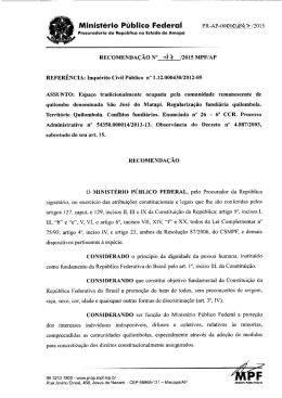 047/2015 - comunidades tradicionais. regularização fundiária