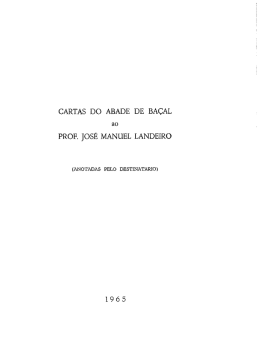 Cartas do Abade de Baçal ao prof. José Manuel Landeiro