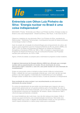 Entrevista com Othon Luiz Pinheiro da Silva: `Energia