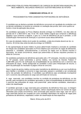 CONCURSO P&Uacute;BLICO PARA PROVIMENTO DE CARGOS DA