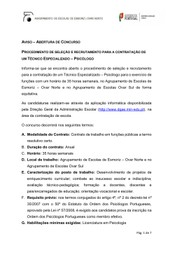 Informa-se que se encontra aberto o procedimento de sele&ccedil;&atilde;o e