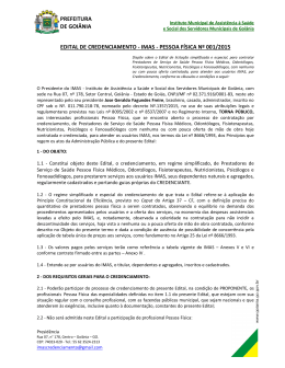 Edital de Credenciamento Pessoa F&iacute;sica n 001/2015