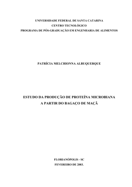 estudo da produ&ccedil;&atilde;o de prote&iacute;na microbiana a partir do baga&ccedil;o de