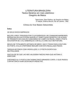 Cr&ocirc;nica do viver baiano seiscentista