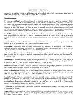 PROCESSO DO TRABALHO Apresente e explique todos os