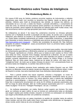 Resumo Hist&oacute;rico sobre Testes de Intelig&ecirc;ncia
