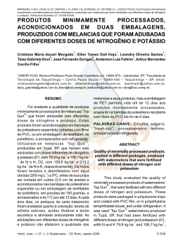 produtos minimamente processados, acondicionados em duas
