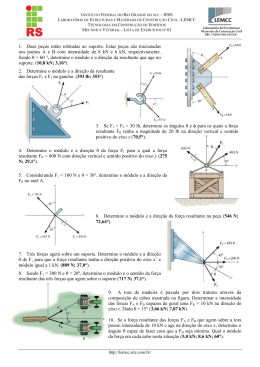 Lista 1 &ndash; Mec&acirc;nica Vetorial 2015