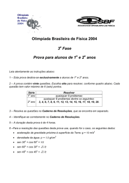 Olimpíada Brasileira de Física 2004 3a Fase Prova