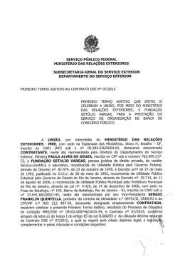 Primeiro Termo Aditivo - Minist&eacute;rio das Rela&ccedil;&otilde;es Exteriores