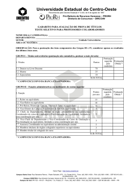 Gabarito para Avalia&ccedil;&atilde;o da Prova de T&iacute;tulos