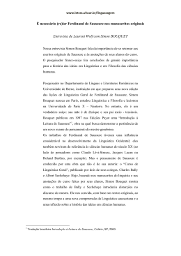 (re)ler Ferdinand de Saussure nos manuscritos originais Entrevista