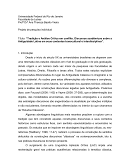 PROJETO DE PESQUISA - Faculdade de Letras