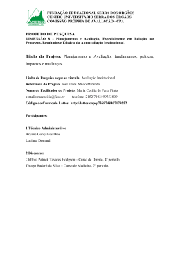 PROJETO DE PESQUISA T&iacute;tulo do Projeto: Planejamento