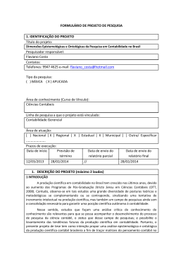 FORMUL&Aacute;RIO DE PROJETO DE PESQUISA 1. IDENTIFICA&Ccedil;&Atilde;O
