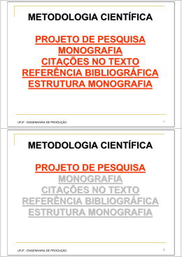 METODOLOGIA CIENTÍFICA PROJETO DE PESQUISA