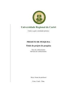PROJETO DE PESQUISA T&iacute;tulo do projeto de pesquisa