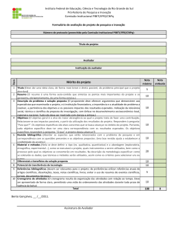 Anexo III - PIBITI - Formulário avaliação do projeto de pesquisa