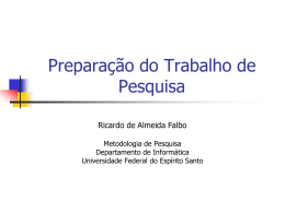 Prepara&ccedil;&atilde;o do Trabalho de Pesquisa