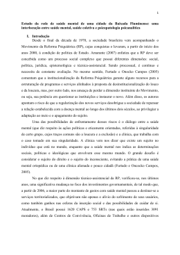 Projeto de Pesquisa: Estudo rede de saude mental de cidade