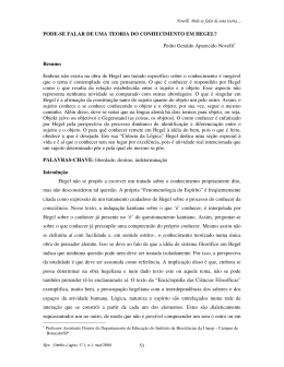 Pode-se falar de uma teoria do conhecimento em Hegel?