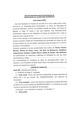 Acta da Assembleia Geral da JA - Juventude Adventista Portuguesa