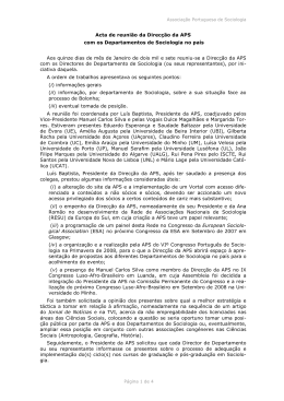Acta de reuni&atilde;o da Direc&ccedil;&atilde;o da APS com os Departamentos de