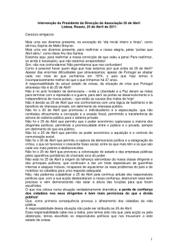 Interven&ccedil;&atilde;o do Presidente da Direc&ccedil;&atilde;o da Associa&ccedil;&atilde;o 25 de Abril