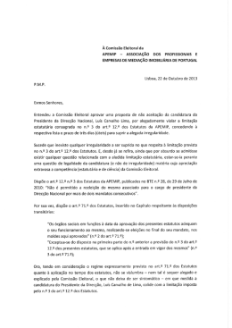 Reclama&ccedil;&atilde;o apresentada &agrave; Comiss&atilde;o Eleitoral