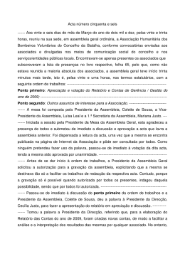 Acta n&uacute;mero cinquenta e seis