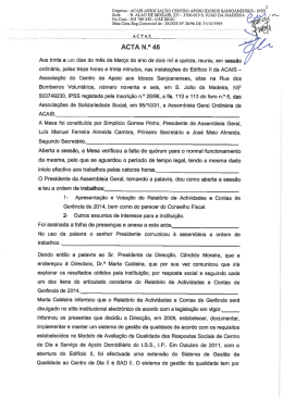 Acta da Assembleia-Geral - ACAIS | Associa&ccedil;&atilde;o do Centro de Apoio