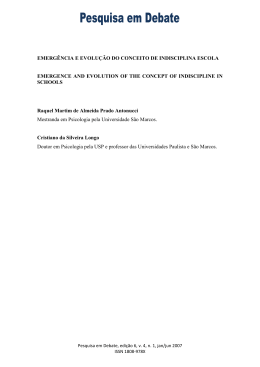 EMERG&Ecirc;NCIA E EVOLU&Ccedil;&Atilde;O DO CONCEITO DE INDISCIPLINA