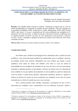 vozes do outro na materialidade do texto acad&ecirc;mico